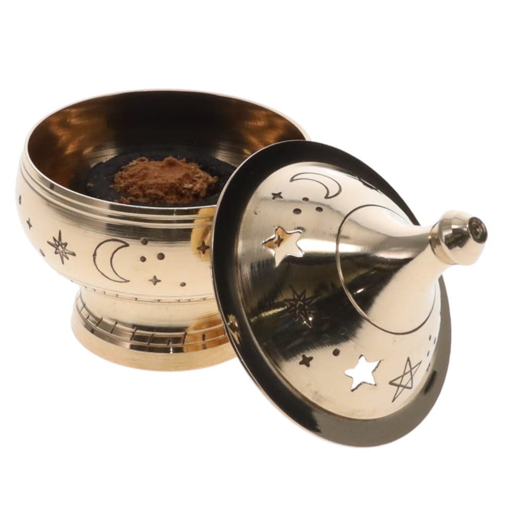 Brass Incense Burner - Decorative Celestial Design