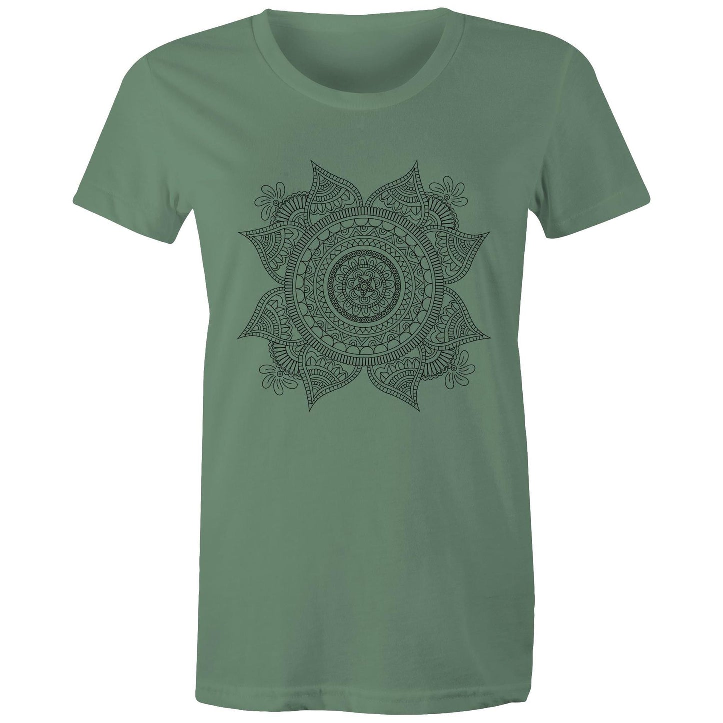 Women's Earthfolk T shirt - Mandala Mono - The Crescent Moon