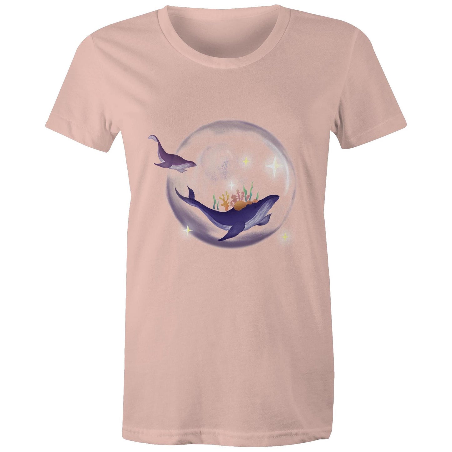 Women's T-shirt by Earthfolk - Crystal Ball Whale - The Crescent Moon