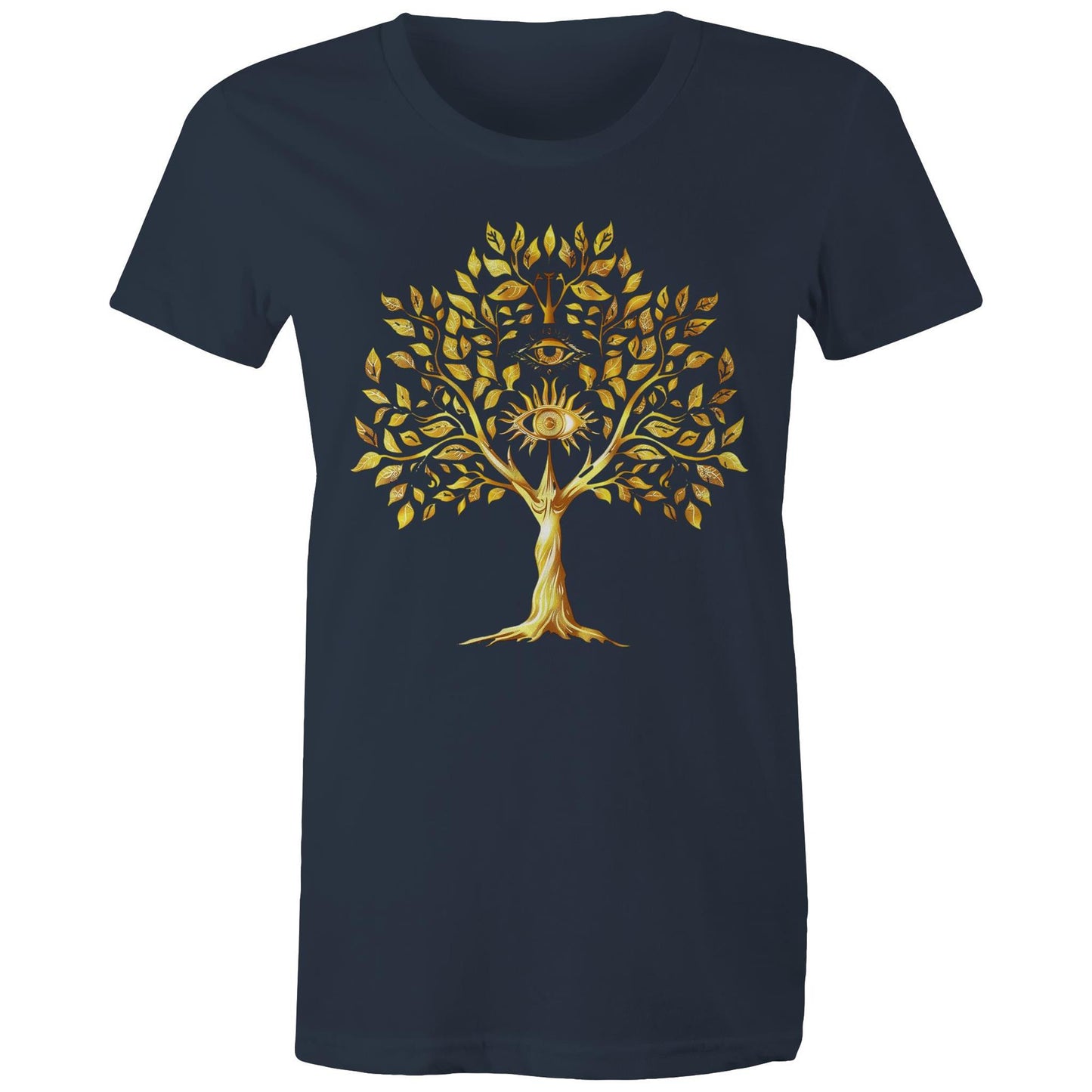 Earthfolk Printed Tshirt - Womans Relaxed Fit - Golden Tree