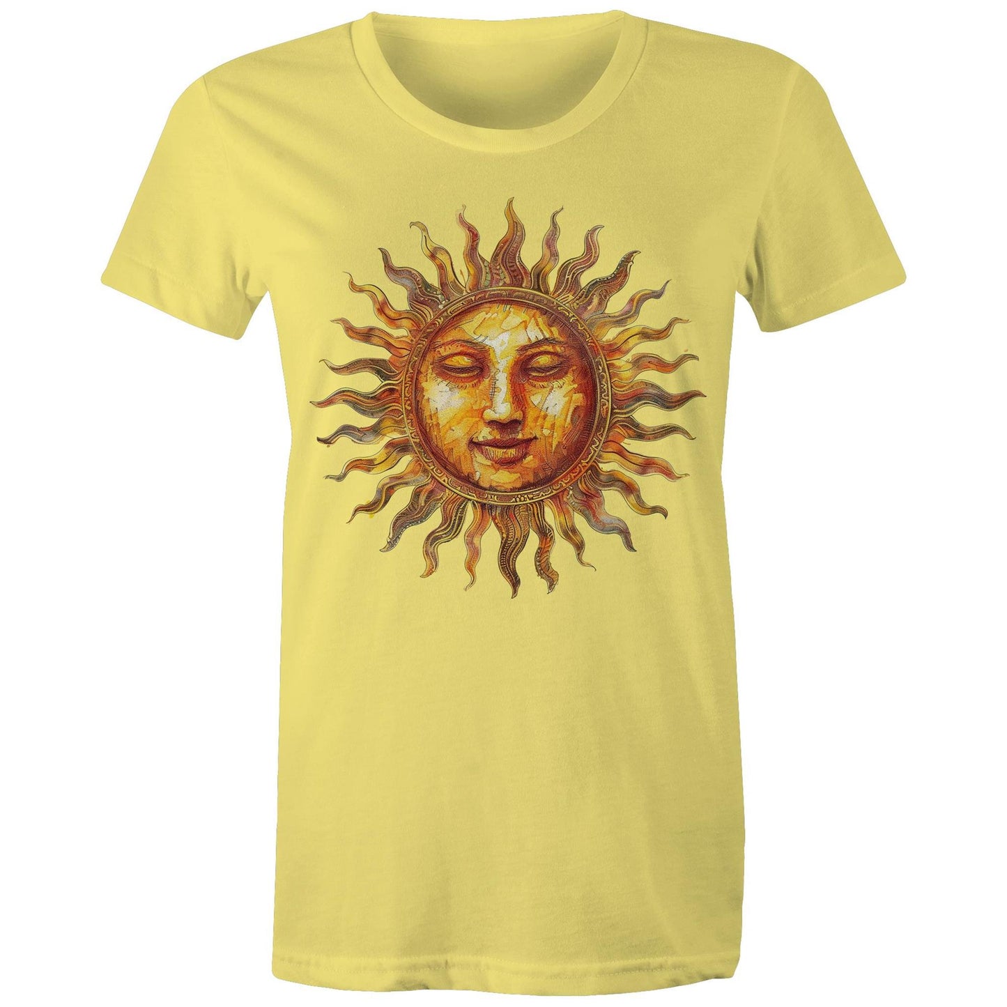 Earthfolk Printed T shirt - Women's Relaxed Fit - Majestic Sun - The Crescent Moon