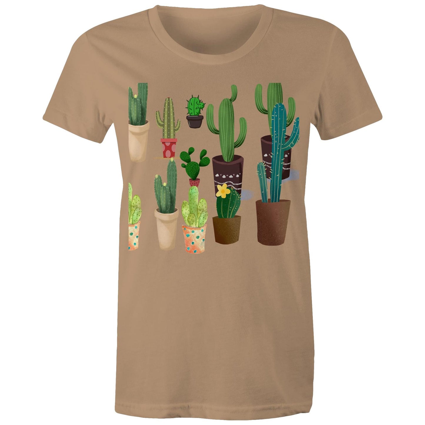 Women's earthfolk Printed T shirt - Succulents / Cactus