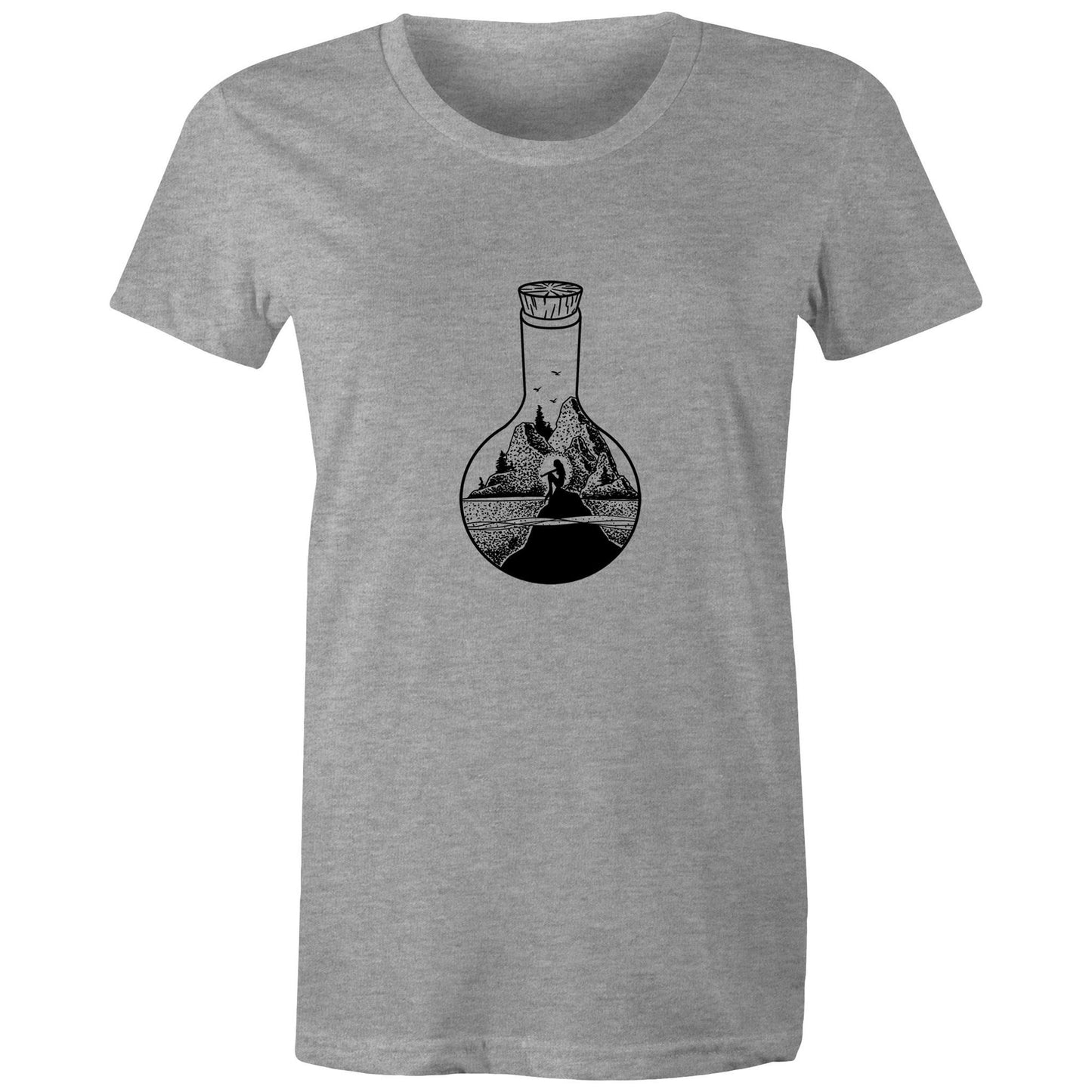 Women's Earthfolk t shirt - Mermaid in a bottle - The Crescent Moon