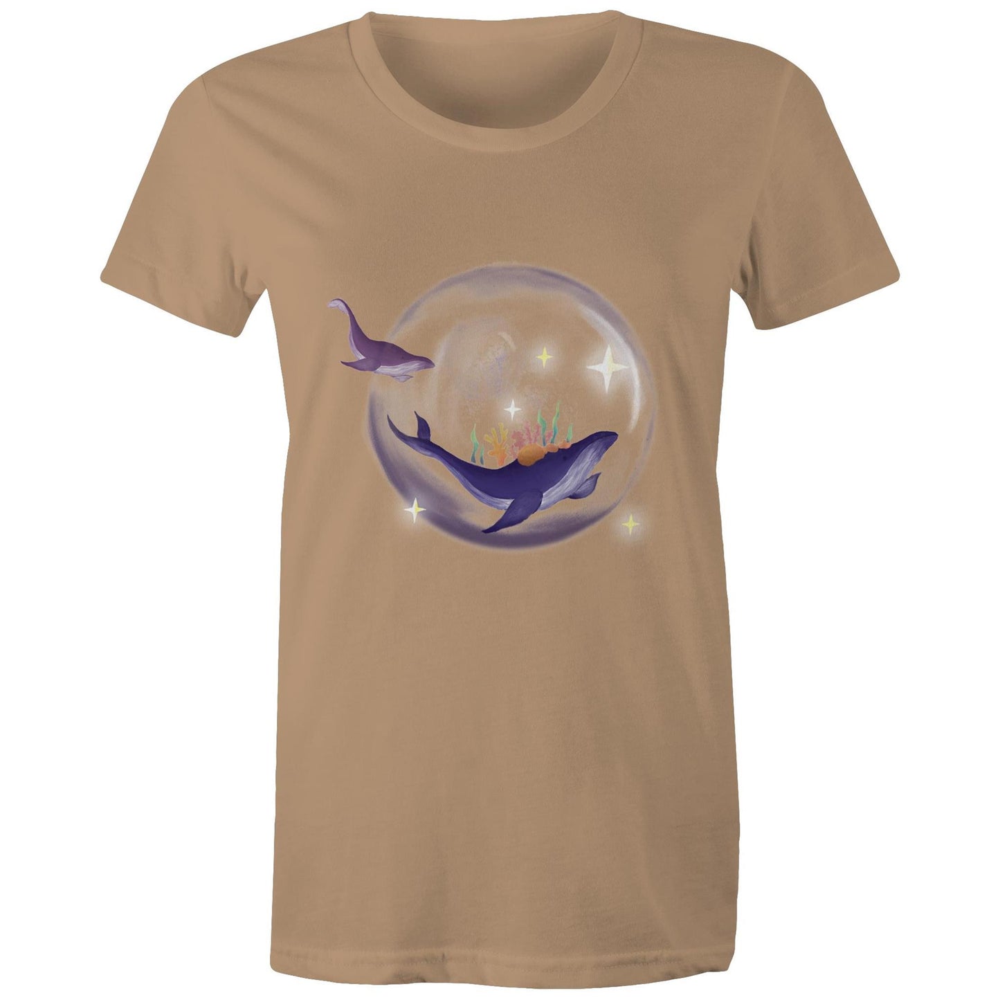 Women's T-shirt by Earthfolk - Crystal Ball Whale - The Crescent Moon