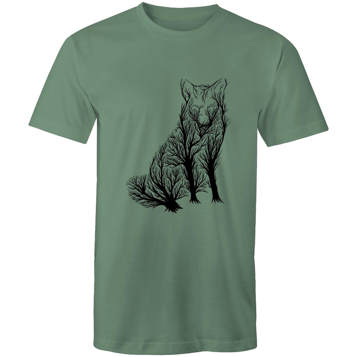 Men's Earthfolk Printed T shirt - Wolf Tree - The Crescent Moon