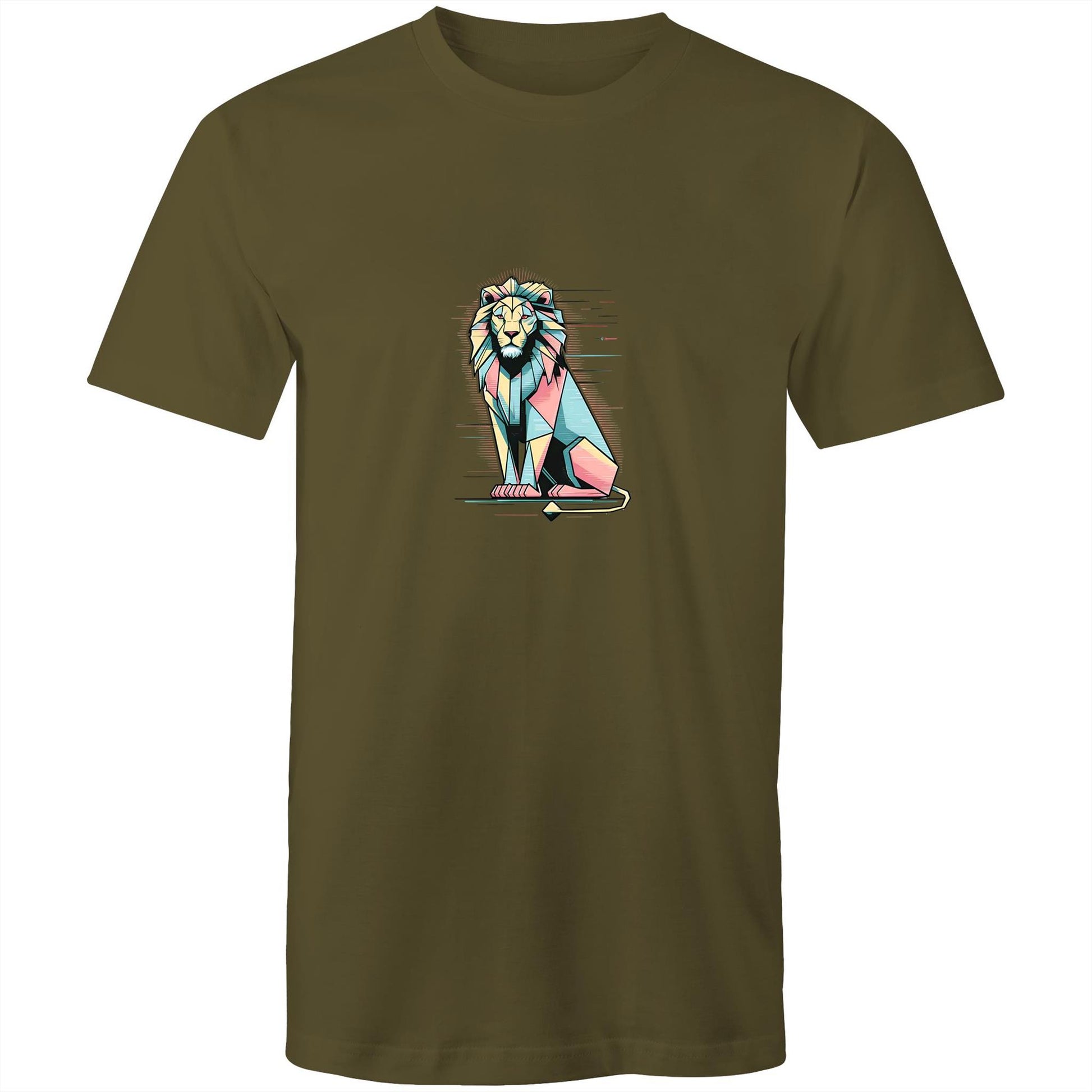 Men's Lion Graphic T-Shirt | Geometric Animal Print Tee