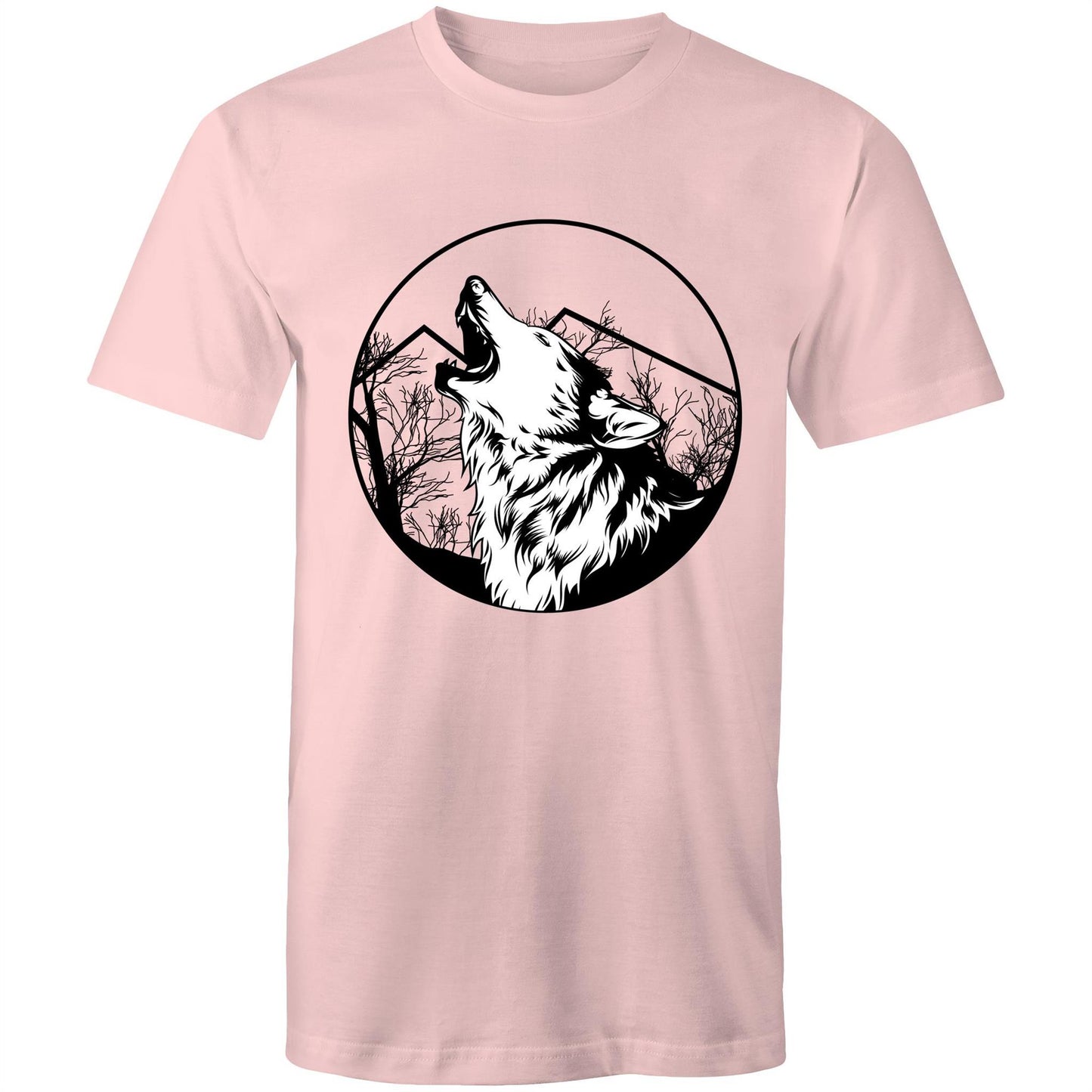 Men's Earthfolk Printed T shirt - Howling Wolf - The Crescent Moon