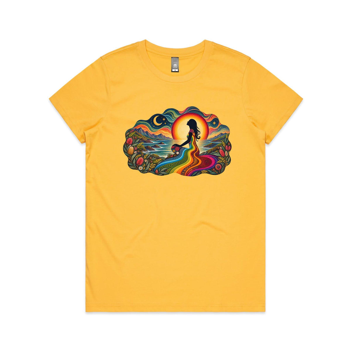 Womens Earthfolk Retro Rainbow Spirit T-shirt - Earthfolk Nature Tees