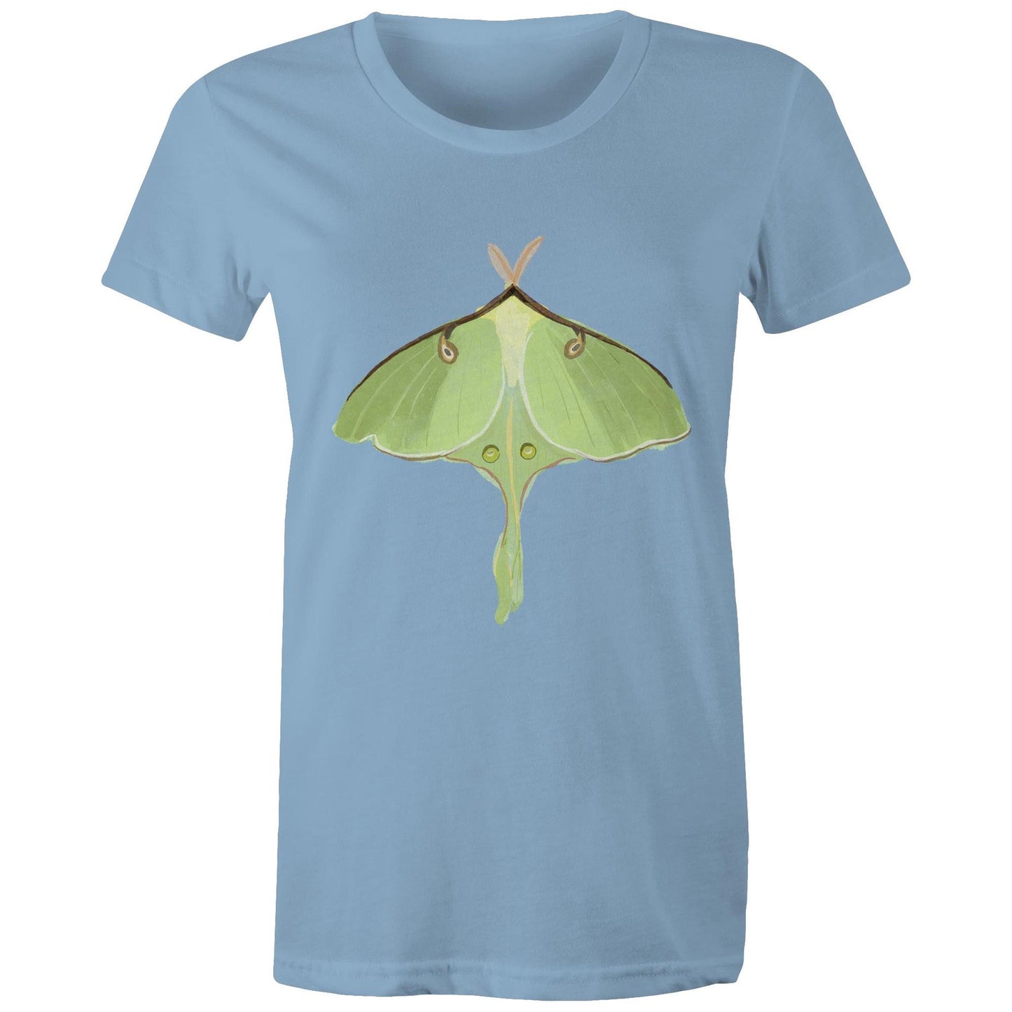 Earthfolk Printed T shirt - Women's Relaxed Fit - Luna Moth - The Crescent Moon