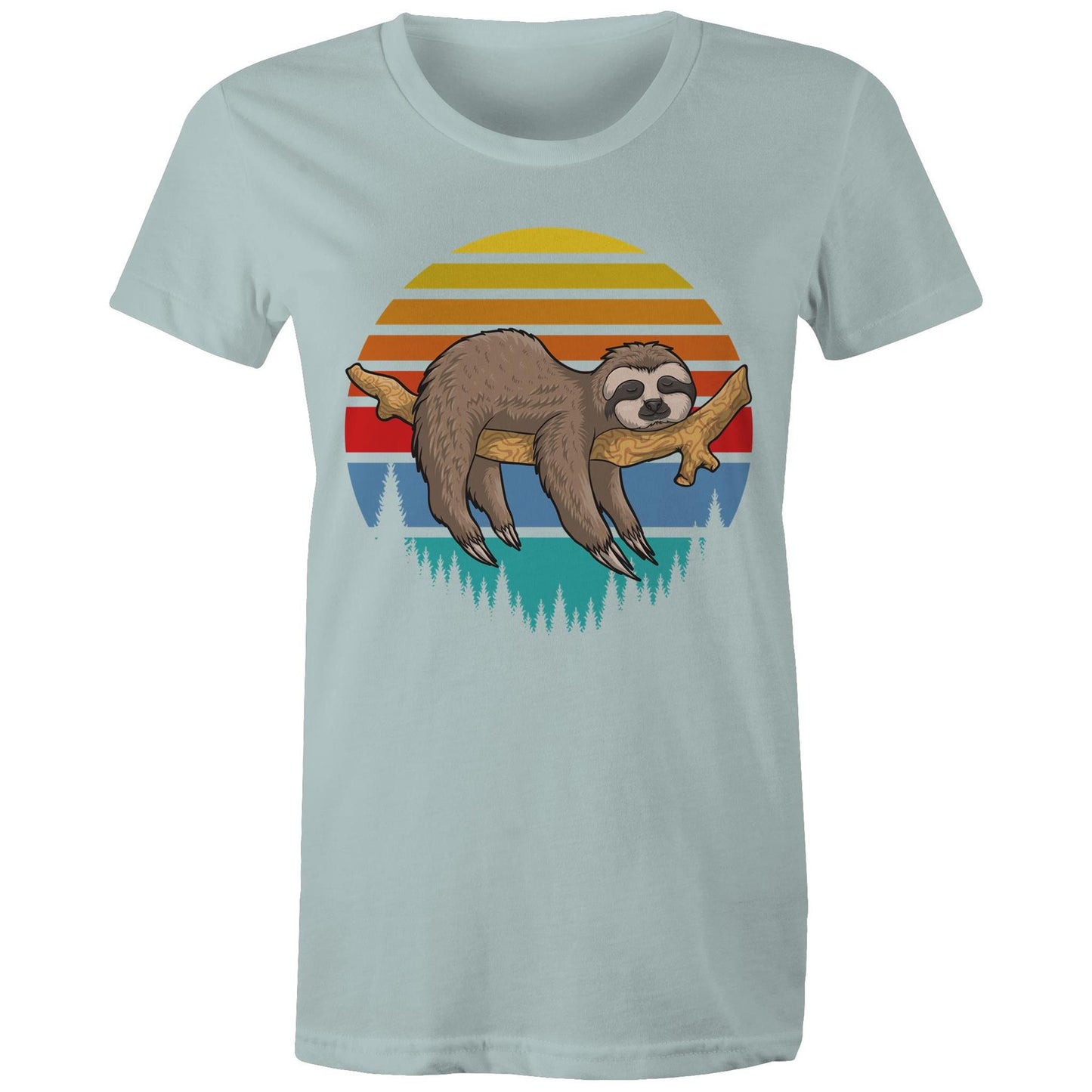 Women's Earthfolk Printed T shirt - Sleepy Sloth - The Crescent Moon