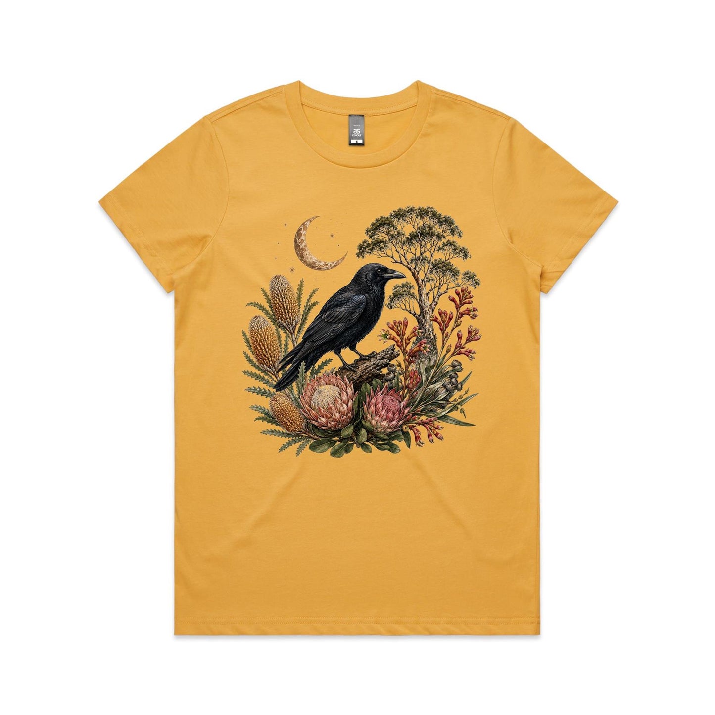 Women's Crow Graphic T-Shirt | Australian Native Botanical Print