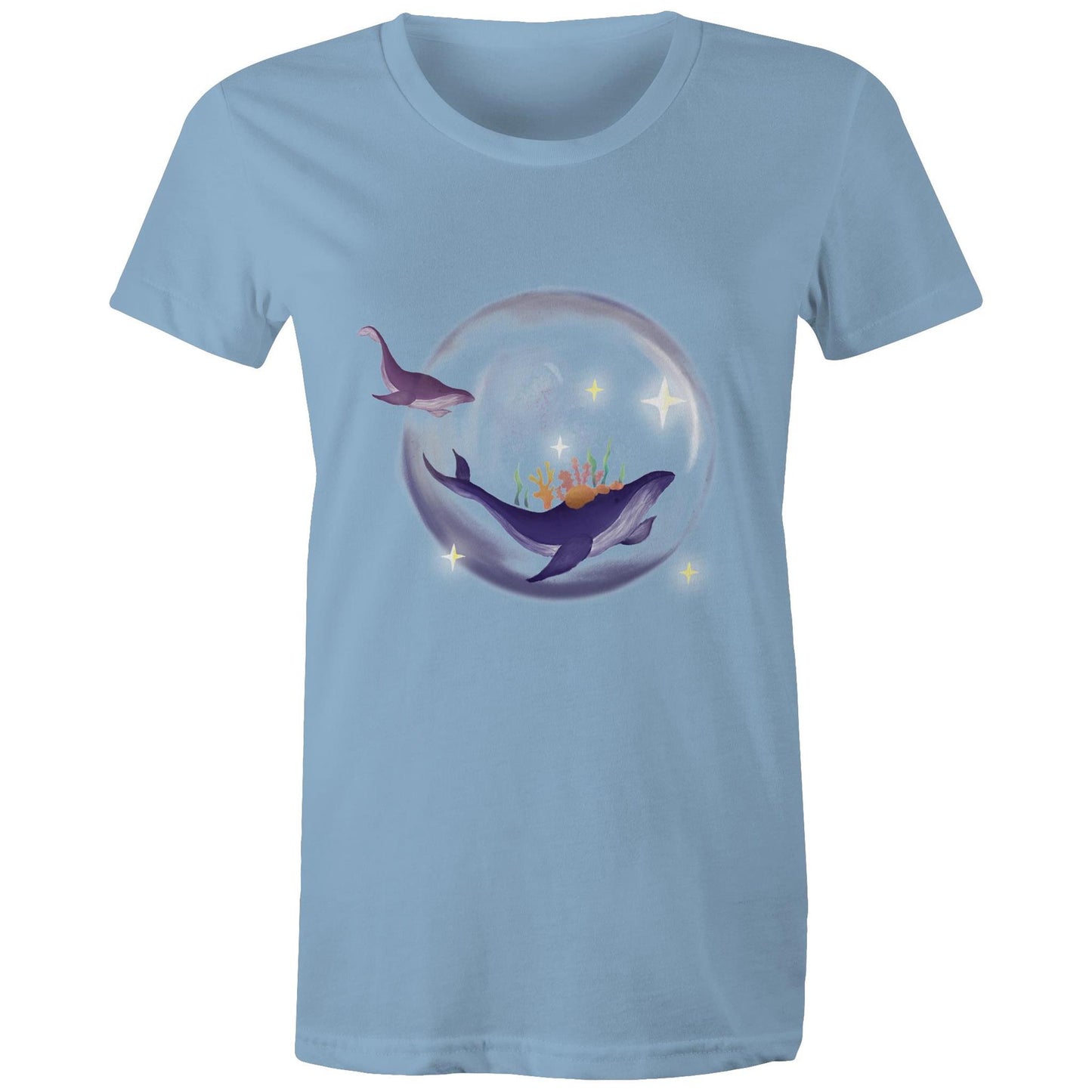 Women's T-shirt by Earthfolk - Crystal Ball Whale - The Crescent Moon