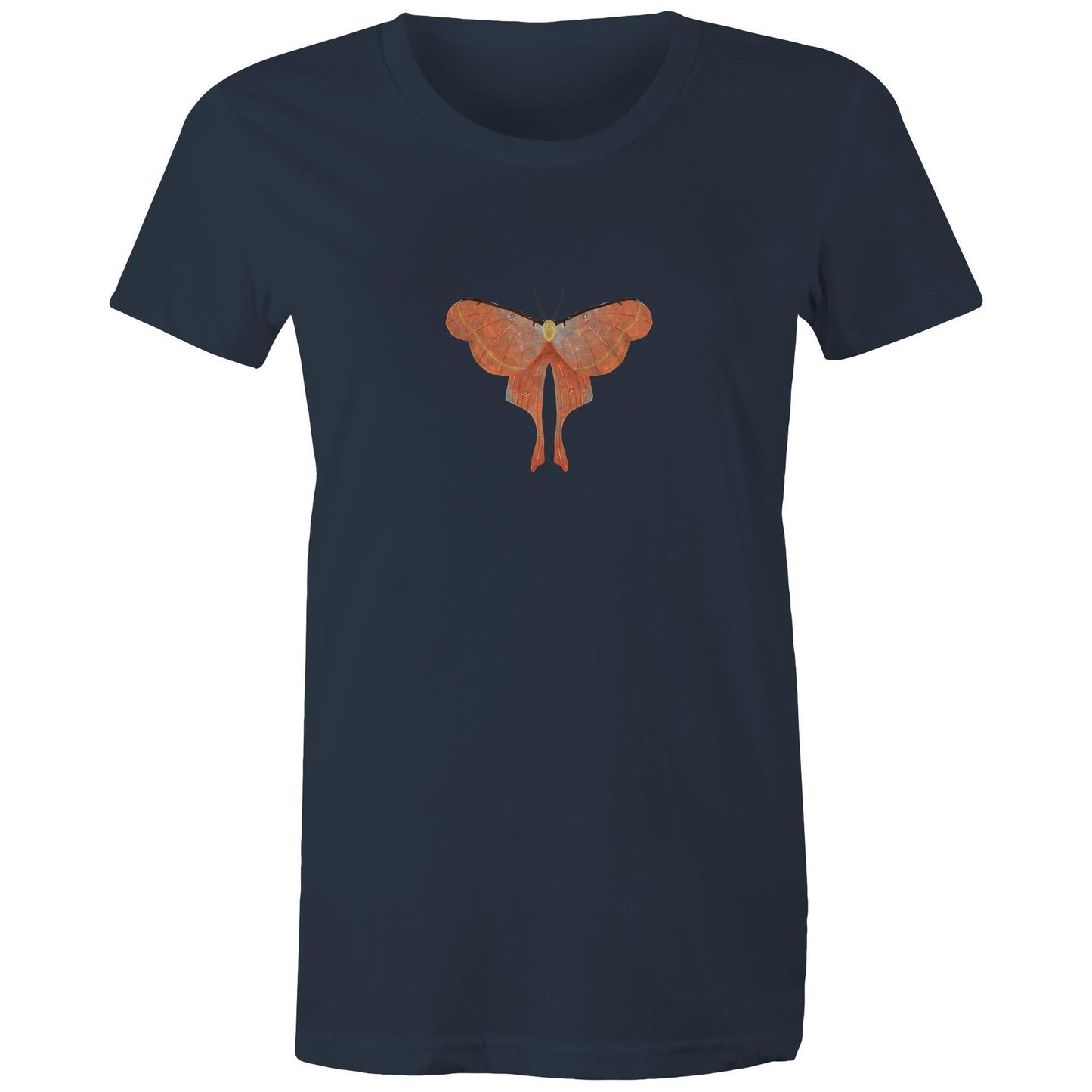 Earthfolk Printed T shirt - Women's Relaxed Fit - Orange Moth