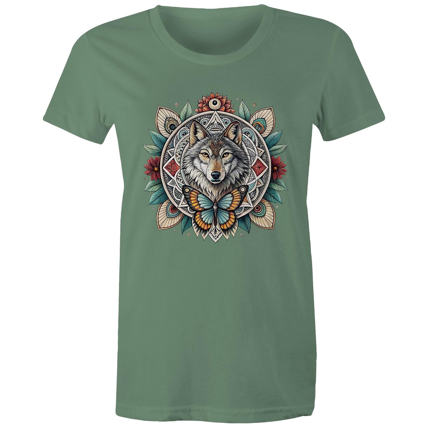 Women's Earthfolk T shirt - Wolf Mandala