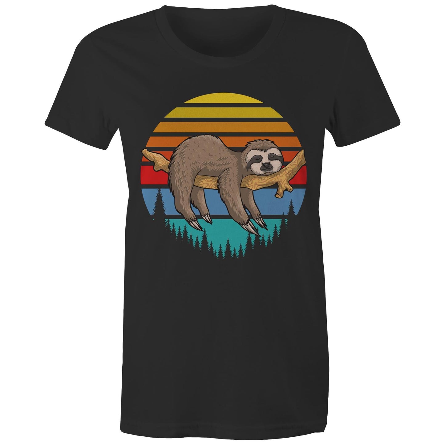 Women's Earthfolk Printed T shirt - Sleepy Sloth - The Crescent Moon