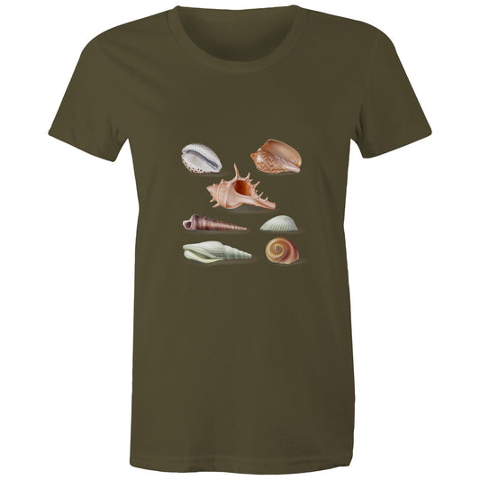 Women's Earthfolk T shirt - Shells - The Crescent Moon