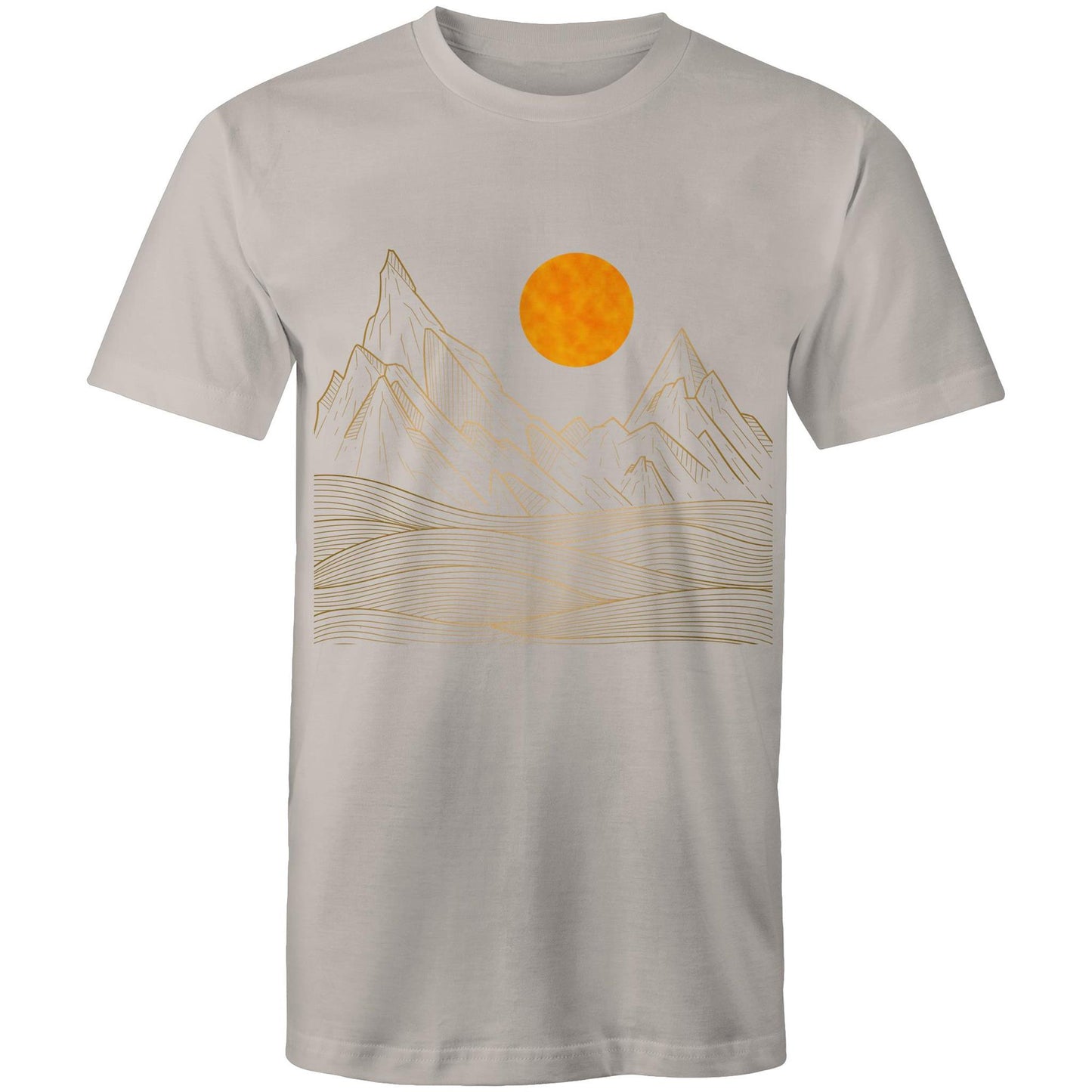 Earthfolk Printed T shirt - Mens Relaxed Fit - Mountain Sun - The Crescent Moon