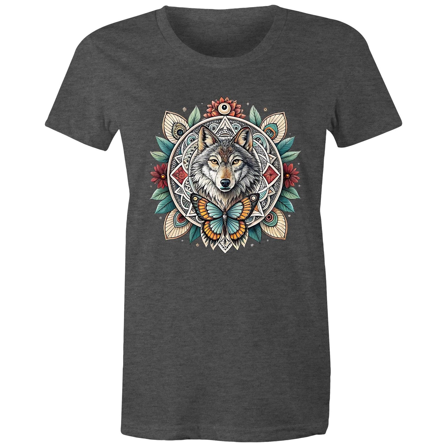 Women's Earthfolk T shirt - Wolf Mandala