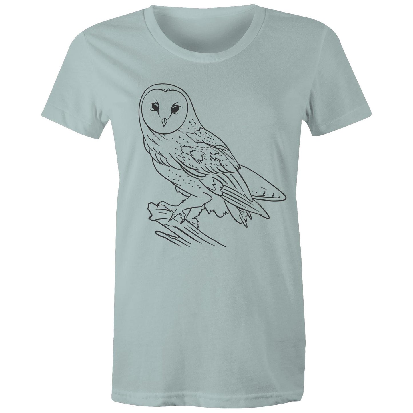 Earthfolk Printed T shirt - Women's Relaxed Fit - Owl Sketch - The Crescent Moon