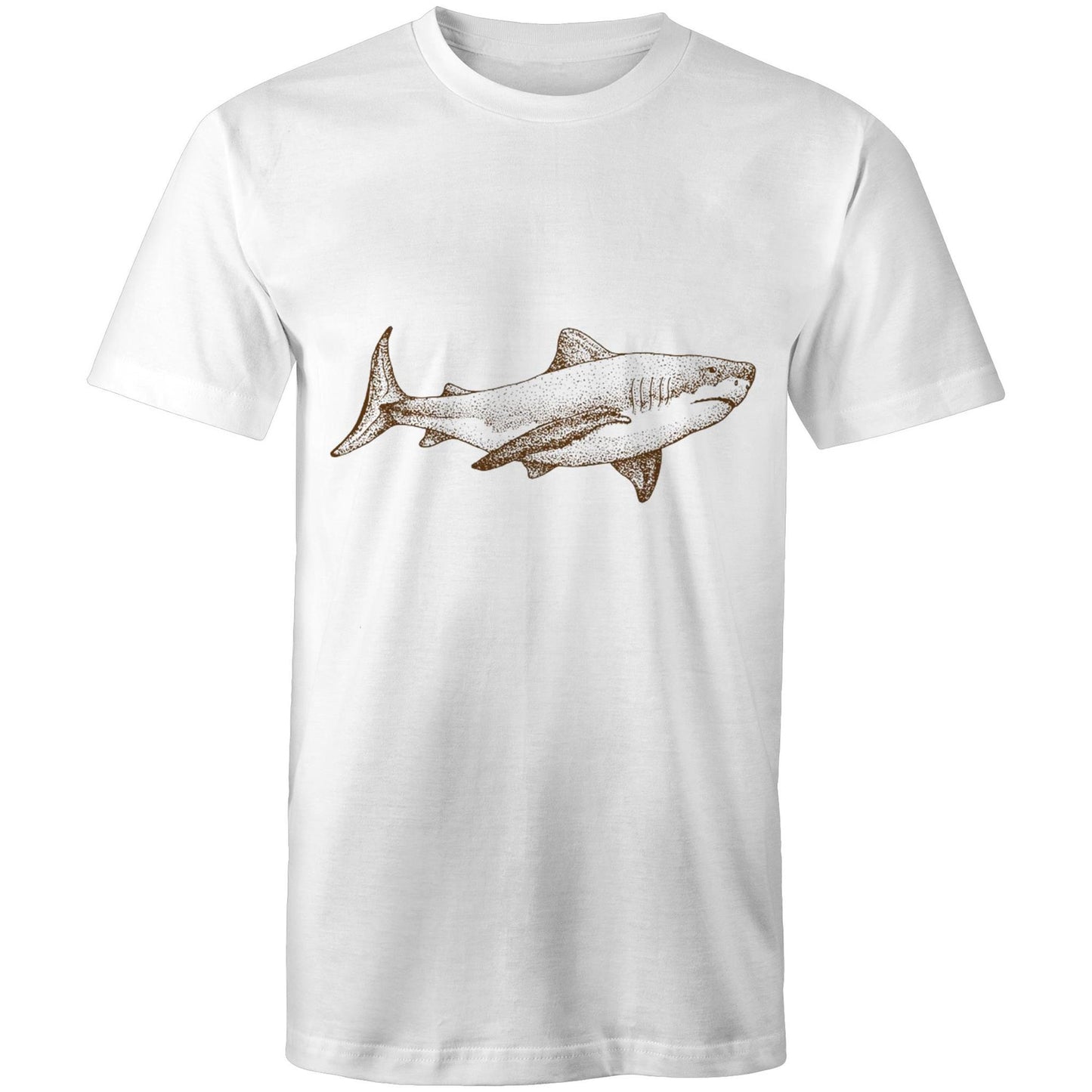 Earthfolk Printed T shirt - Mens Relaxed Fit - Sepia Shark - The Crescent Moon