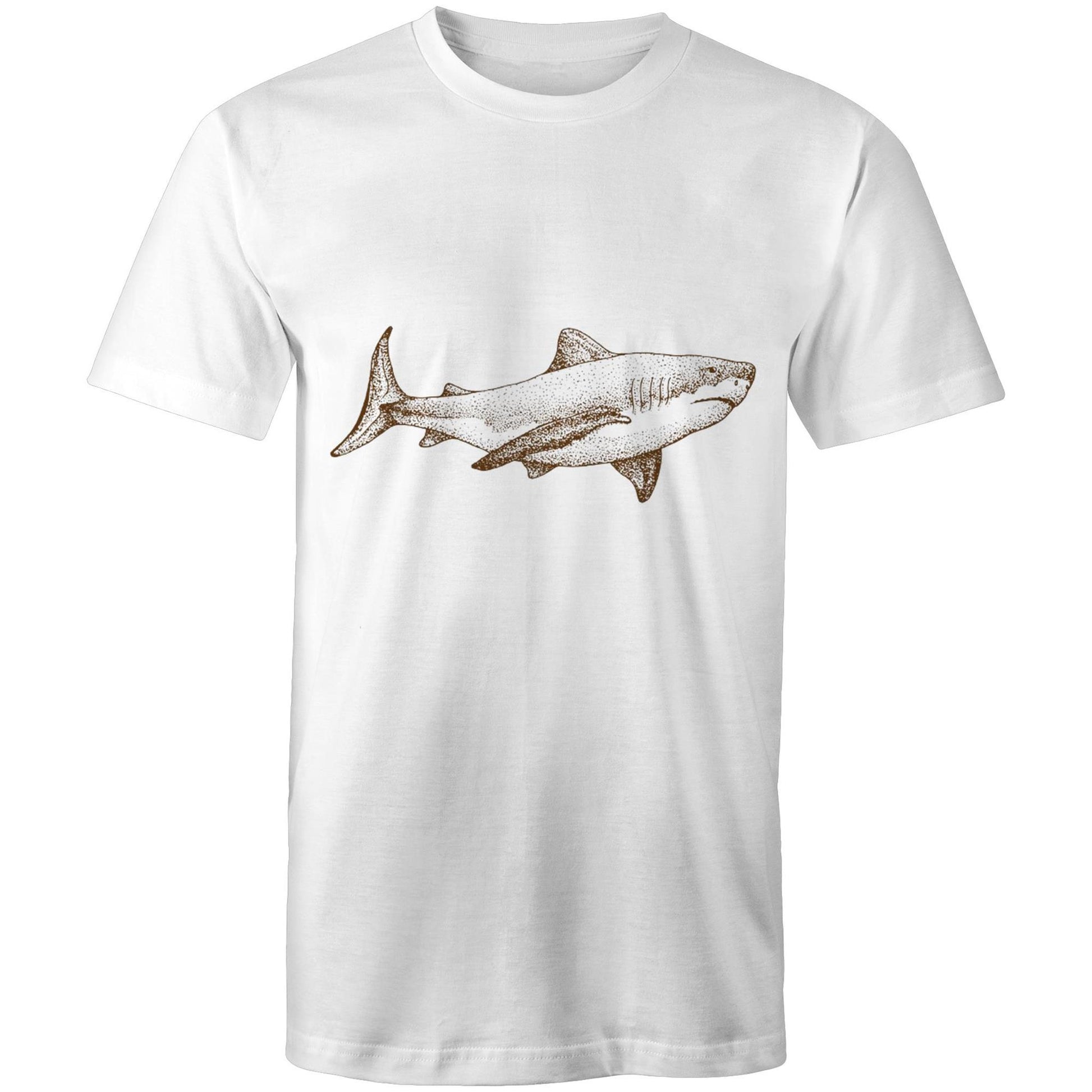 Earthfolk Printed T shirt - Mens Relaxed Fit - Sepia Shark - The Crescent Moon