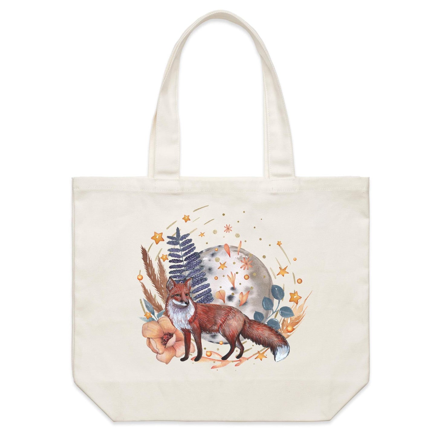 Earthfolk Canvas Tote Bag - Water Fox - The Crescent Moon