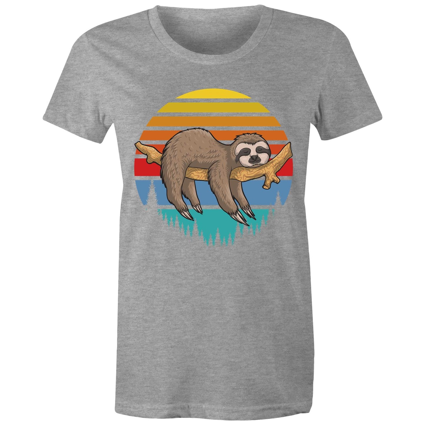 Women's Earthfolk Printed T shirt - Sleepy Sloth - The Crescent Moon