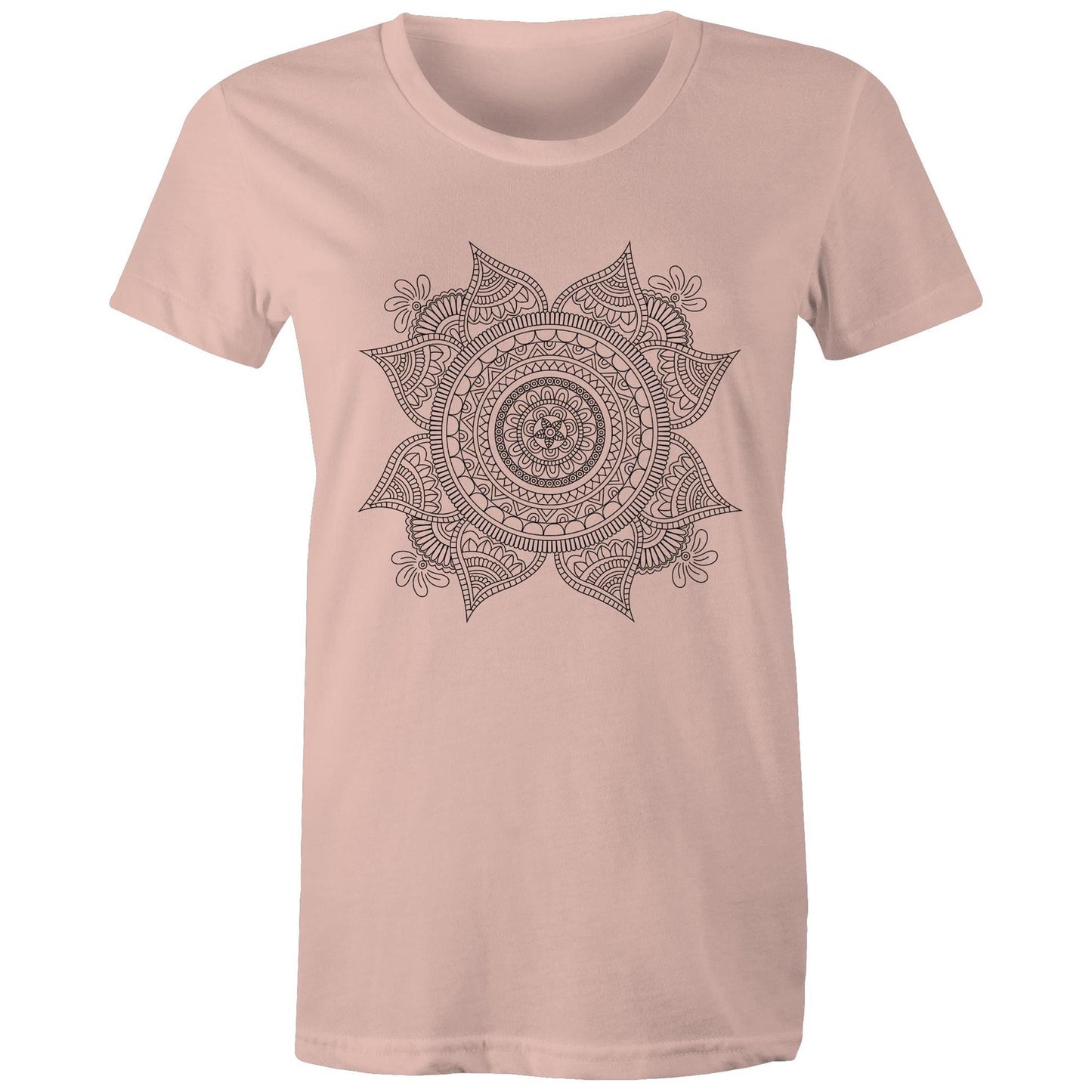 Women's Earthfolk T shirt - Mandala Mono - The Crescent Moon