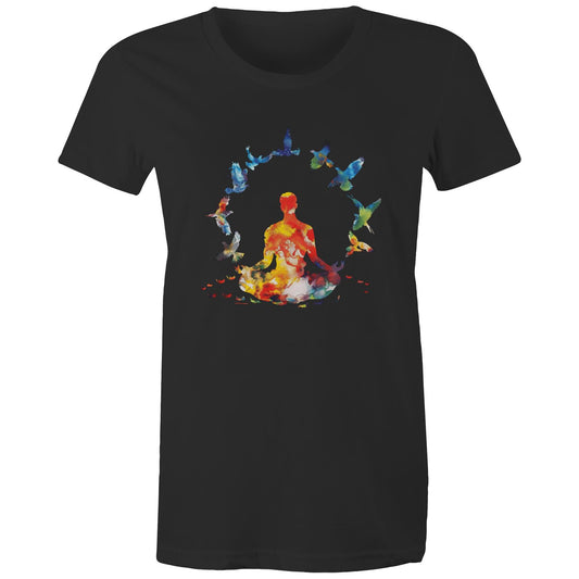Women's Earthfolk T shirt - Contemplation - The Crescent Moon