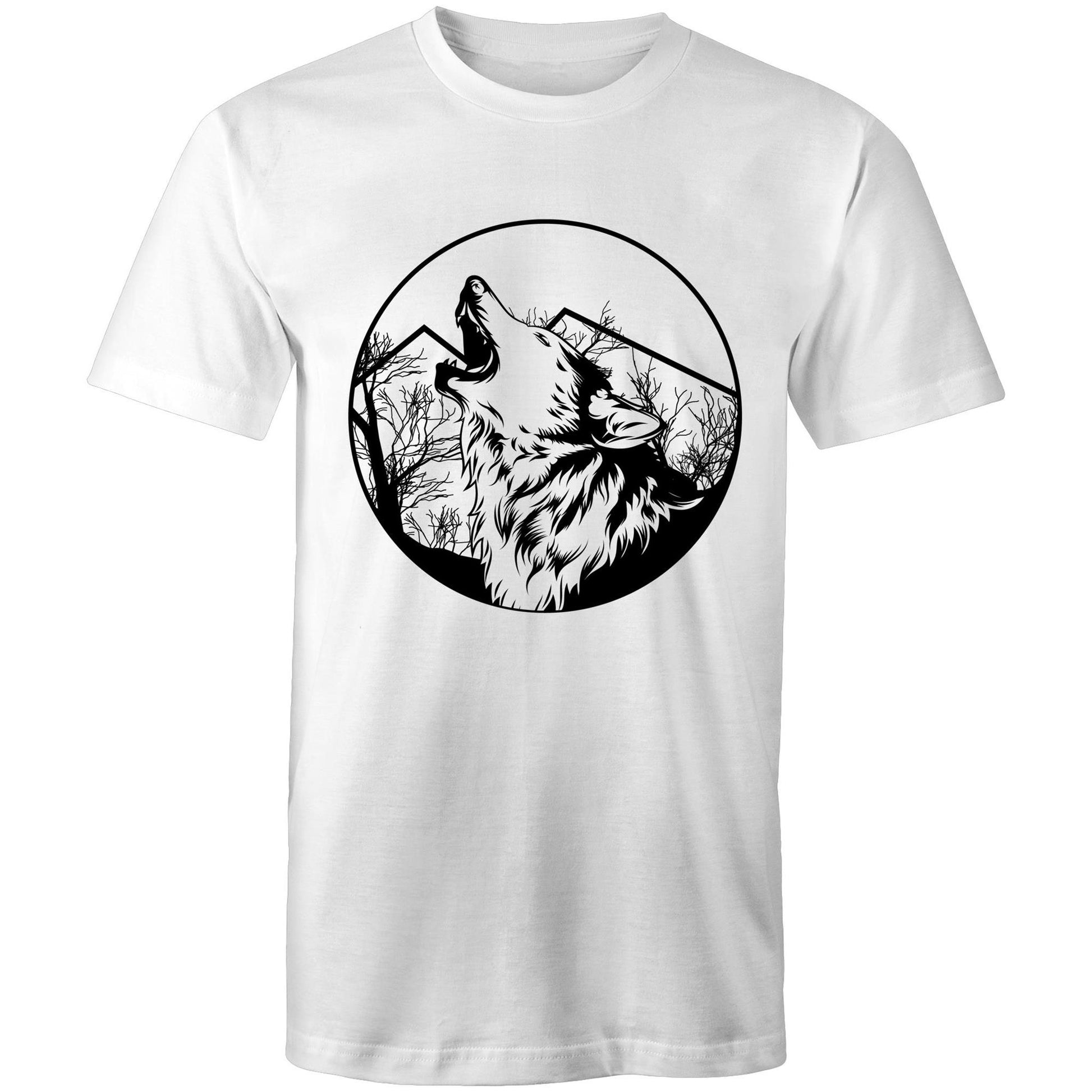 Men's Earthfolk Printed T shirt - Howling Wolf - The Crescent Moon