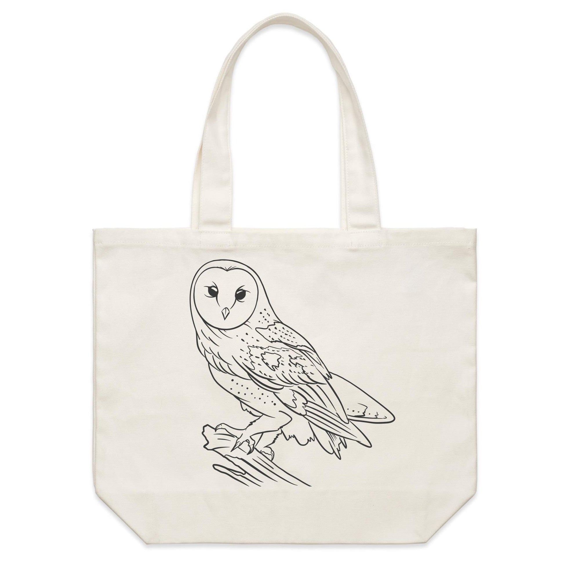 Earthfolk Canvas Tote Bag - Owl Sketch - The Crescent Moon