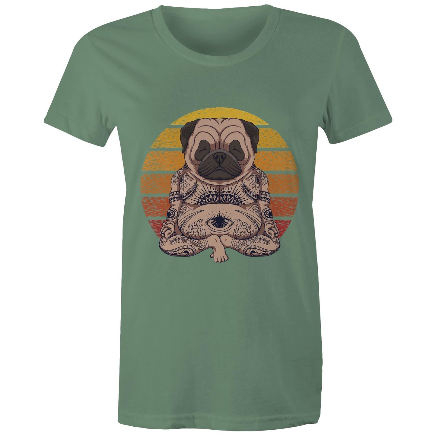 Women's Earthfolk Printed T shirt - Yoga Pug