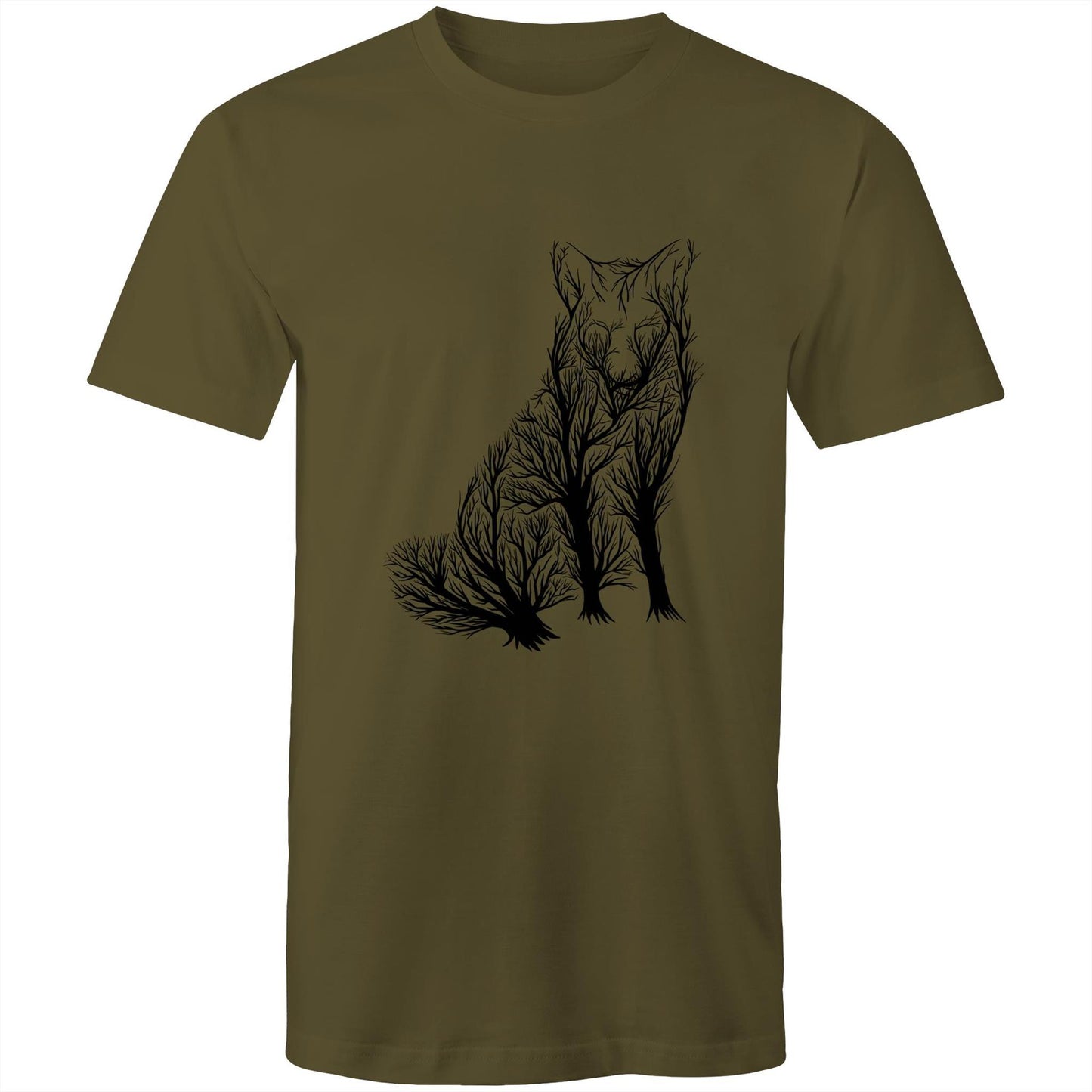 Men's Earthfolk Printed T shirt - Wolf Tree - The Crescent Moon