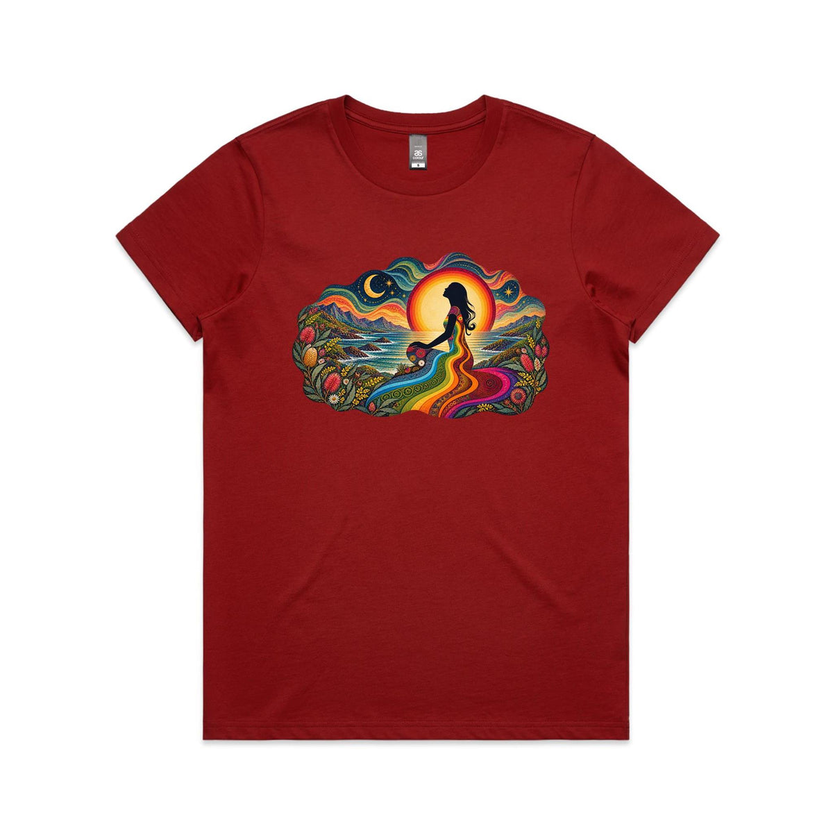 Womens Earthfolk Retro Rainbow Spirit T-shirt - Earthfolk Nature Tees