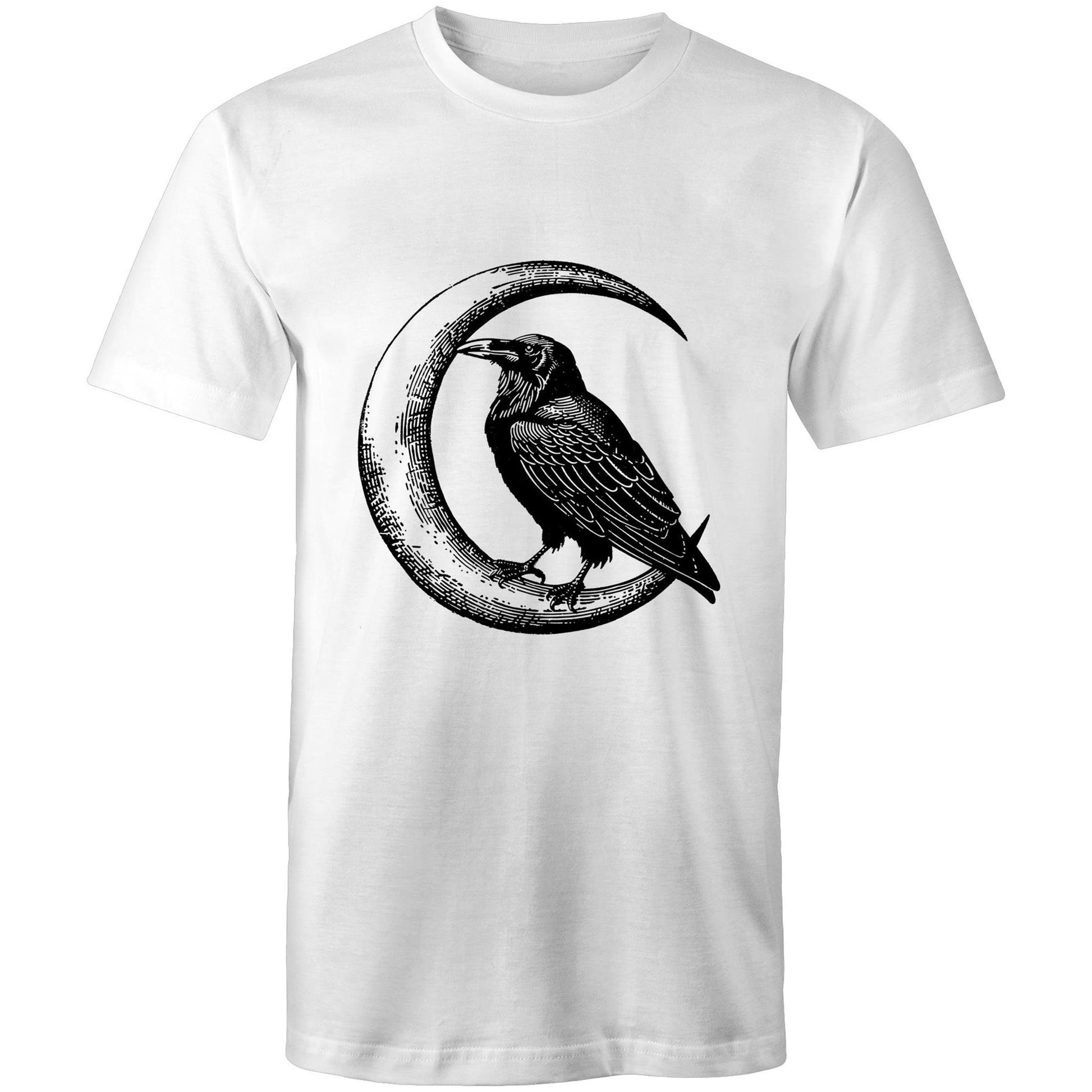 Men's Earthfolk Printed T shirt - Crow and Moon - The Crescent Moon