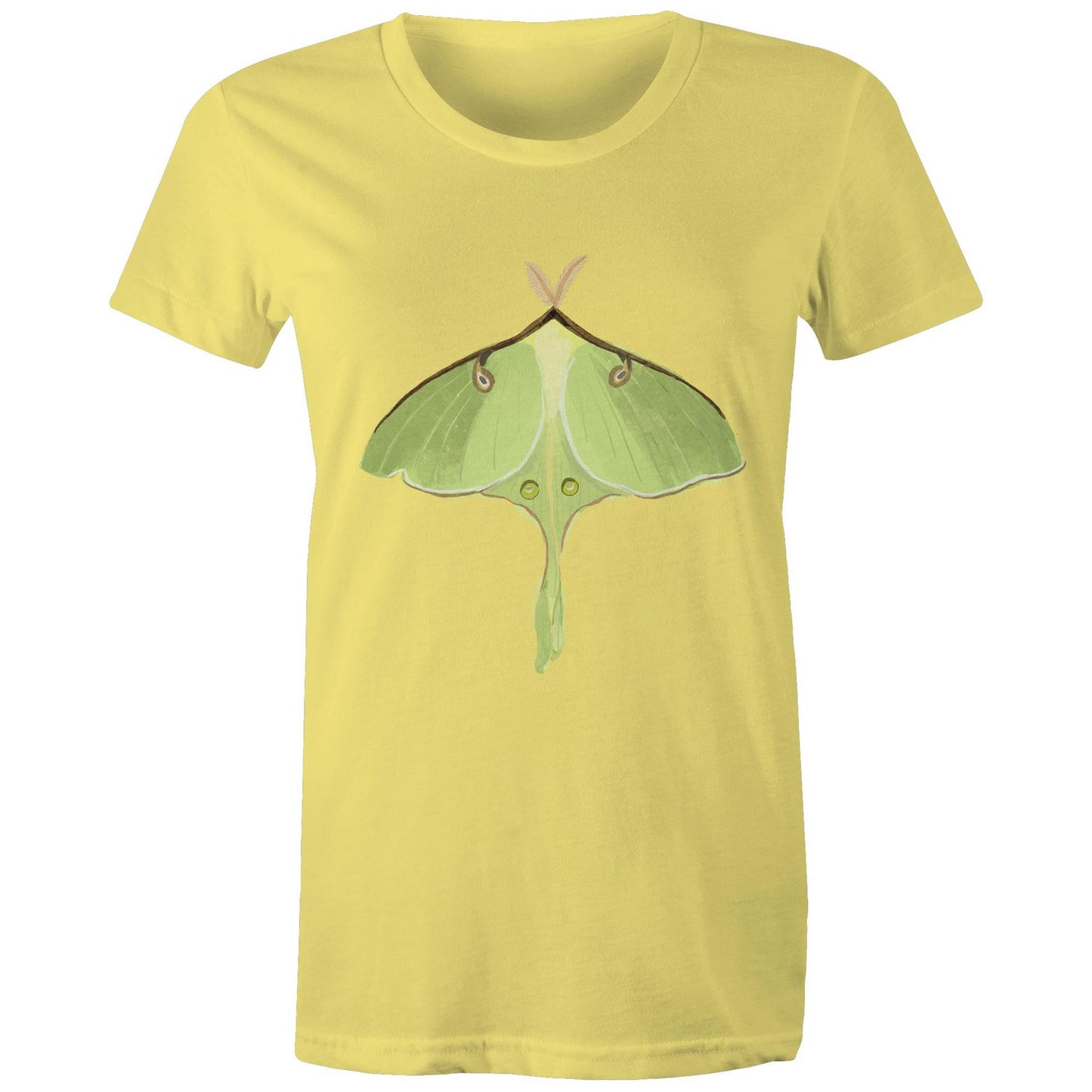 Earthfolk Printed T shirt - Women's Relaxed Fit - Luna Moth - The Crescent Moon