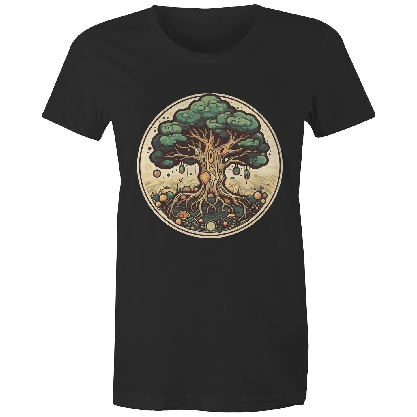 Earthfolk printed t shirt - Womans Relaxed Fit - Circular Tree