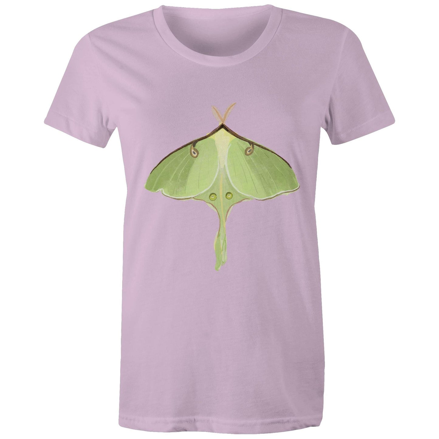 Earthfolk Printed T shirt - Women's Relaxed Fit - Luna Moth - The Crescent Moon