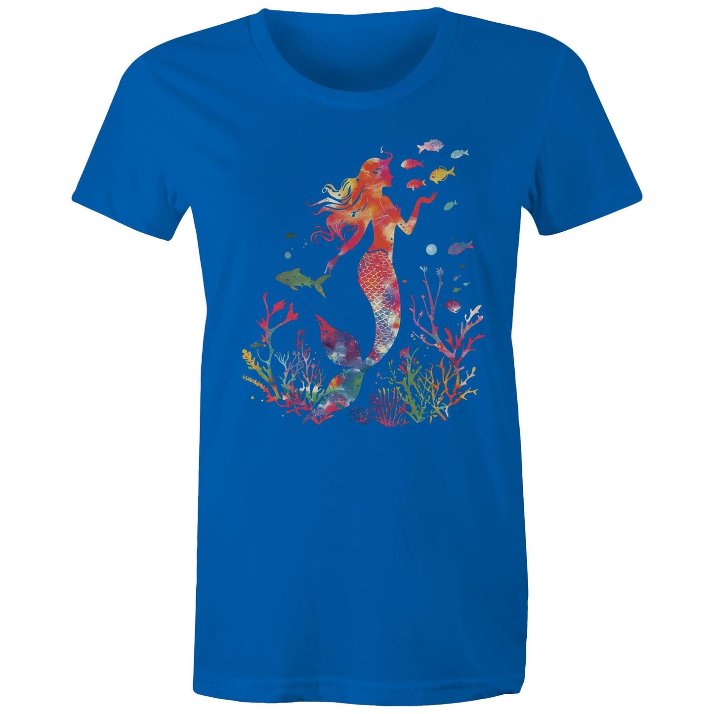 Women's Earthfolk Printed T shirt - Colourful Mermaid - The Crescent Moon