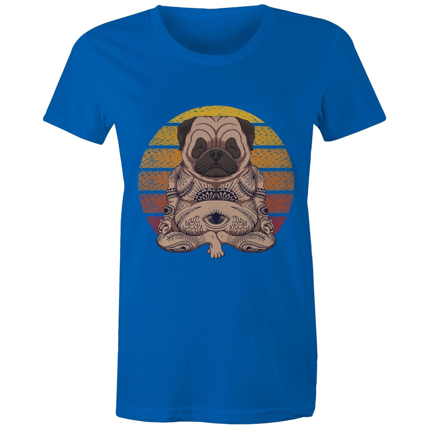 Women's Earthfolk Printed T shirt - Yoga Pug