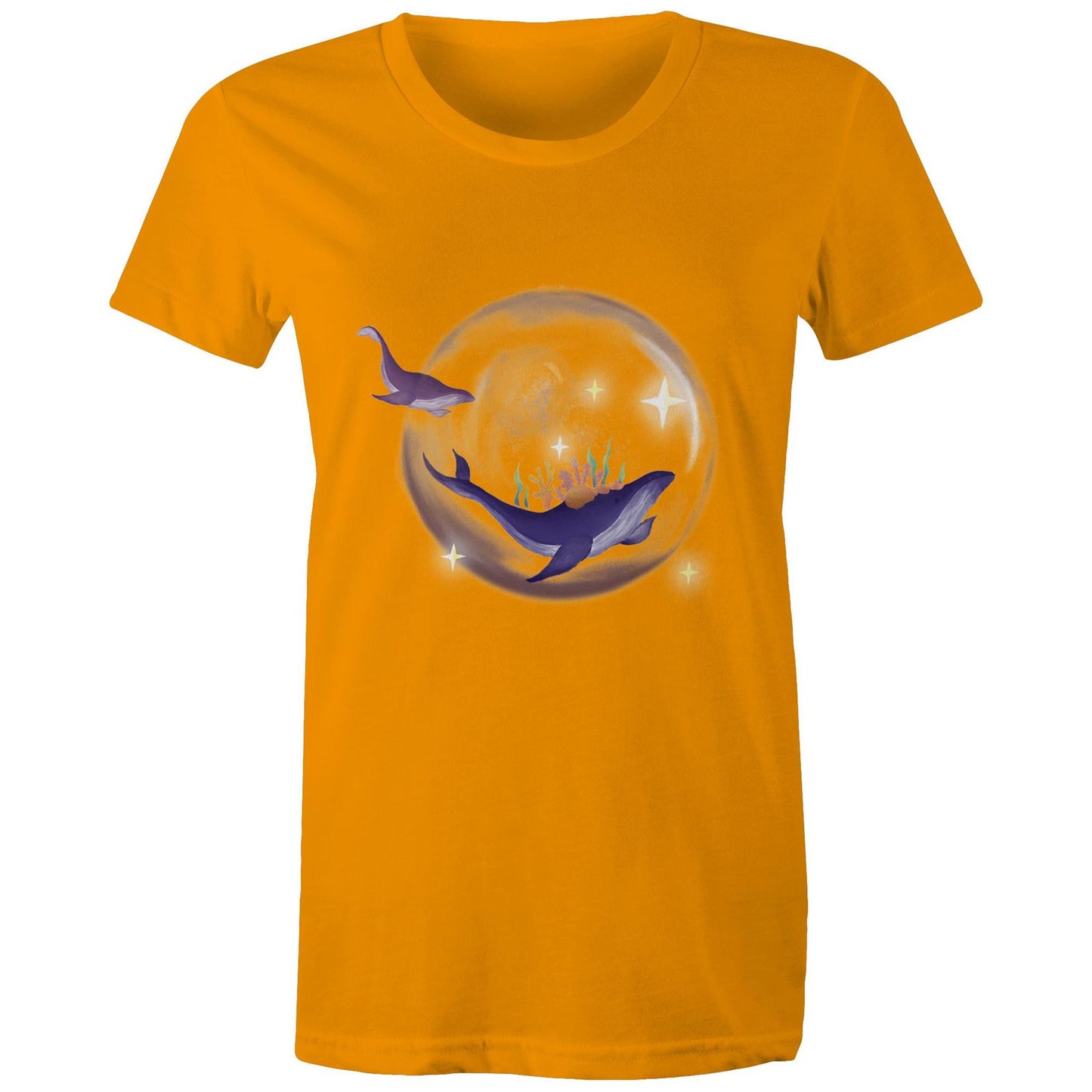 Women's T-shirt by Earthfolk - Crystal Ball Whale - The Crescent Moon