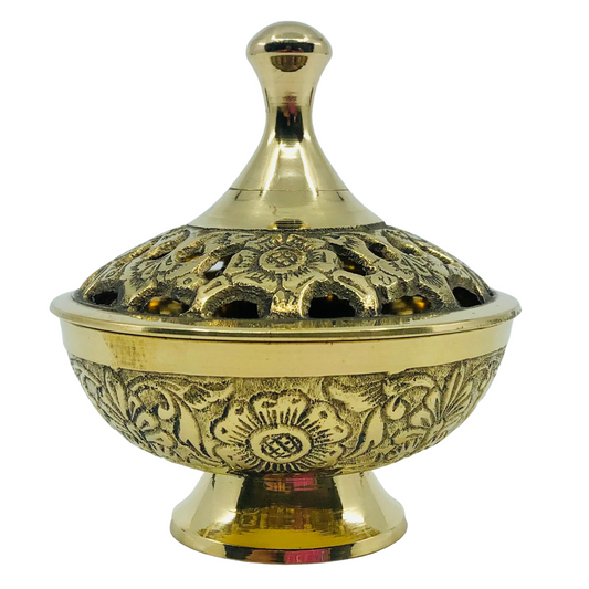 Brass Charcoal Burner with Lid - Resin & Incense Burner