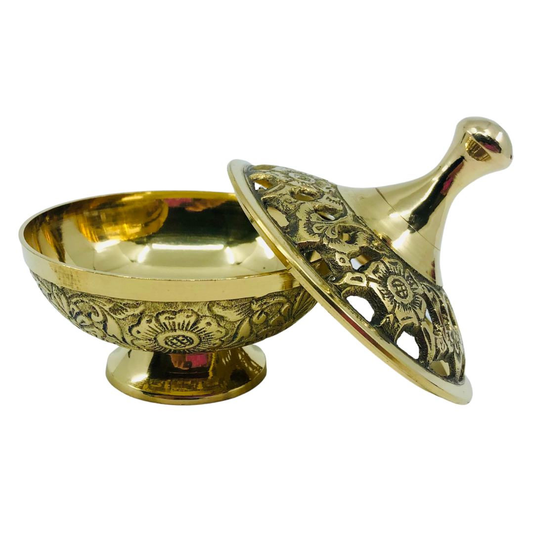 Brass Charcoal Burner with Lid - Resin & Incense Burner