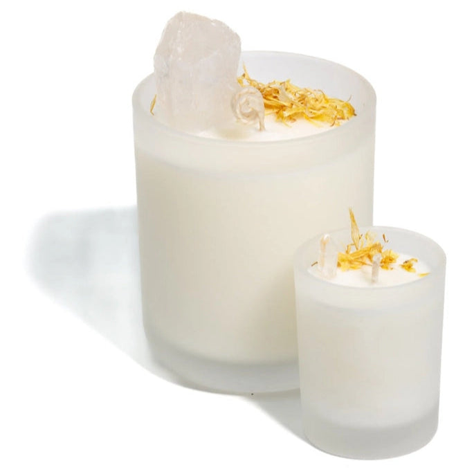 Clear Quartz Crystal Candle - Inspiration and Positivity - The Crescent Moon