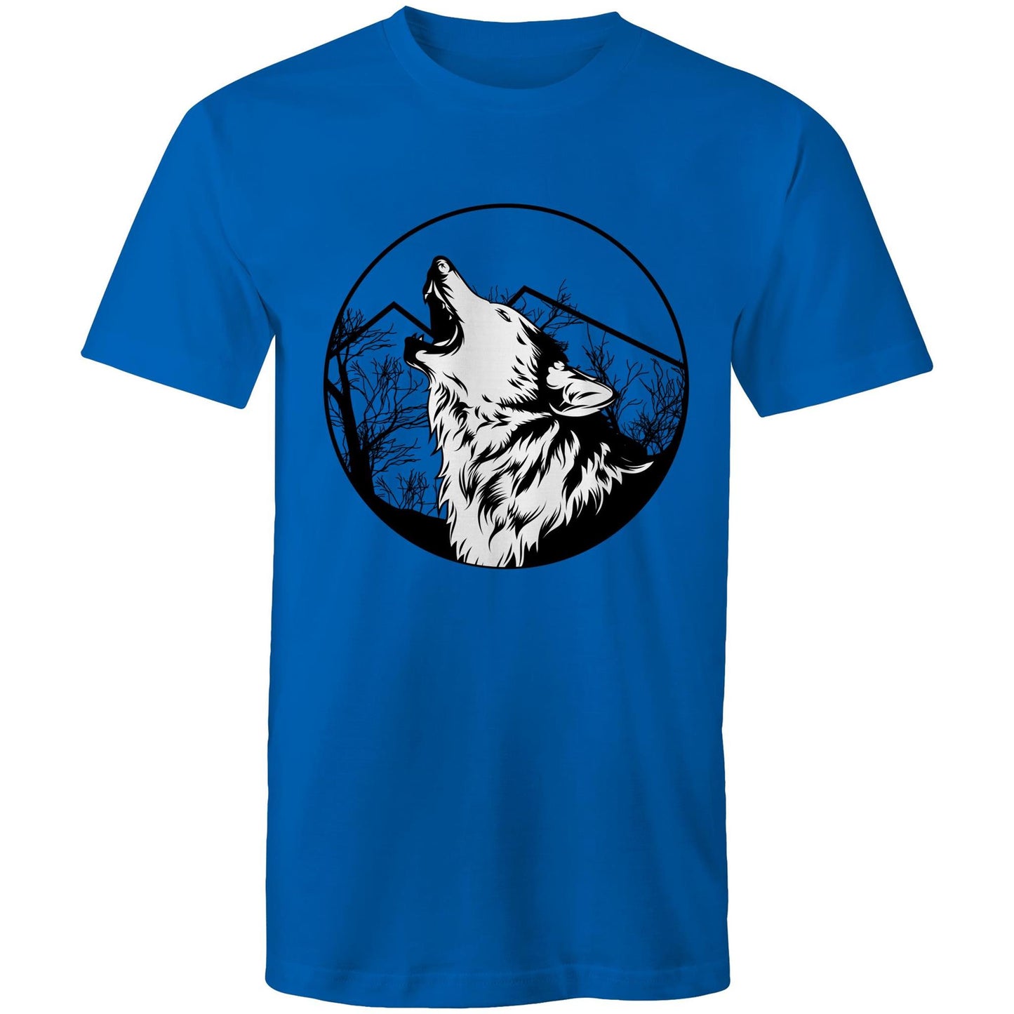 Men's Earthfolk Printed T shirt - Howling Wolf - The Crescent Moon