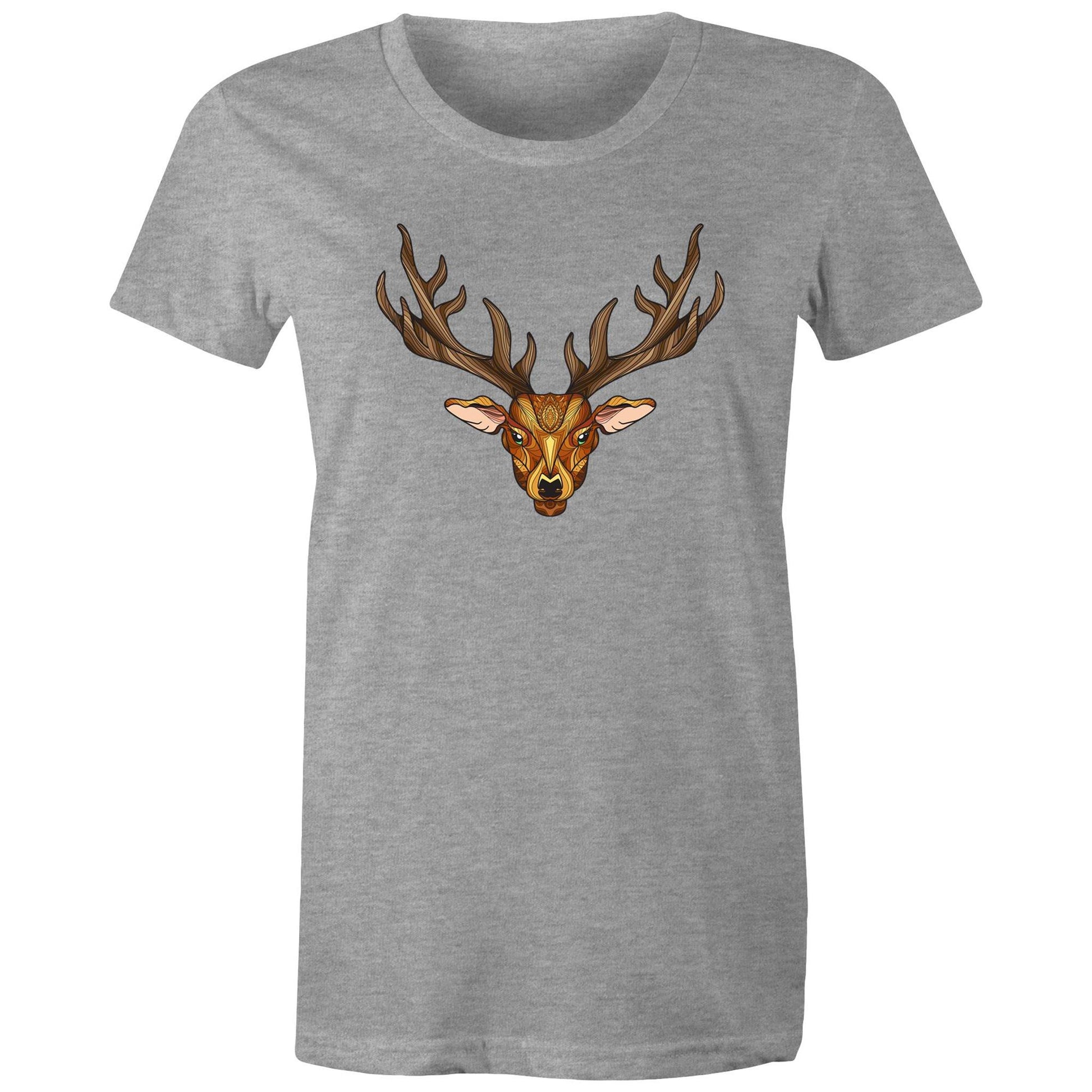 Women's Earthfolk T shirt - Totem Deer - The Crescent Moon