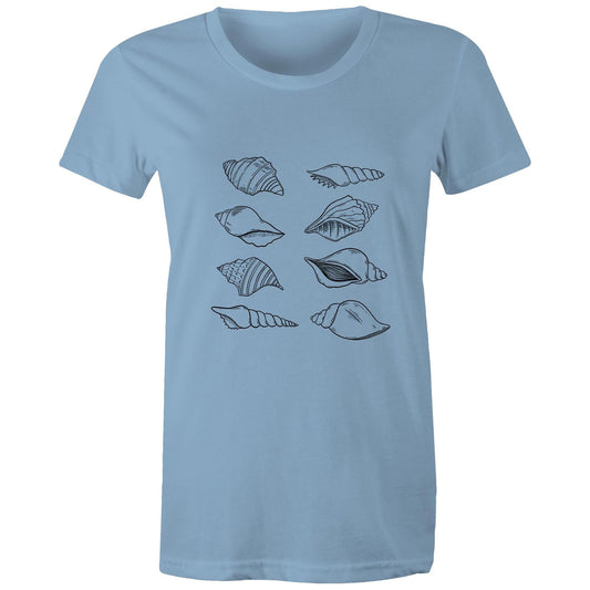 Women's Earthfolk T shirt - Mono Shells - The Crescent Moon