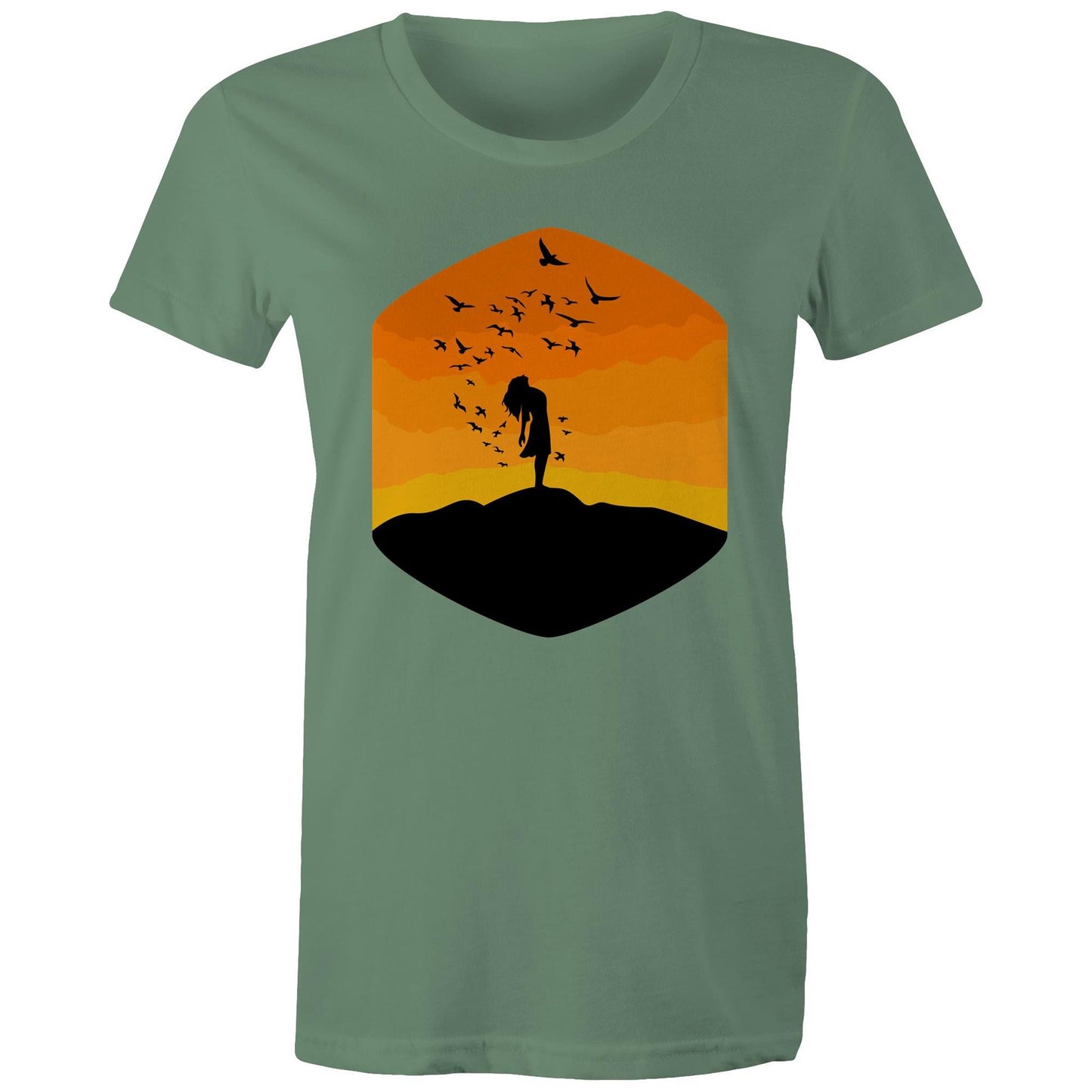 Women's Earthfolk Printed T shirt - Freedom - The Crescent Moon