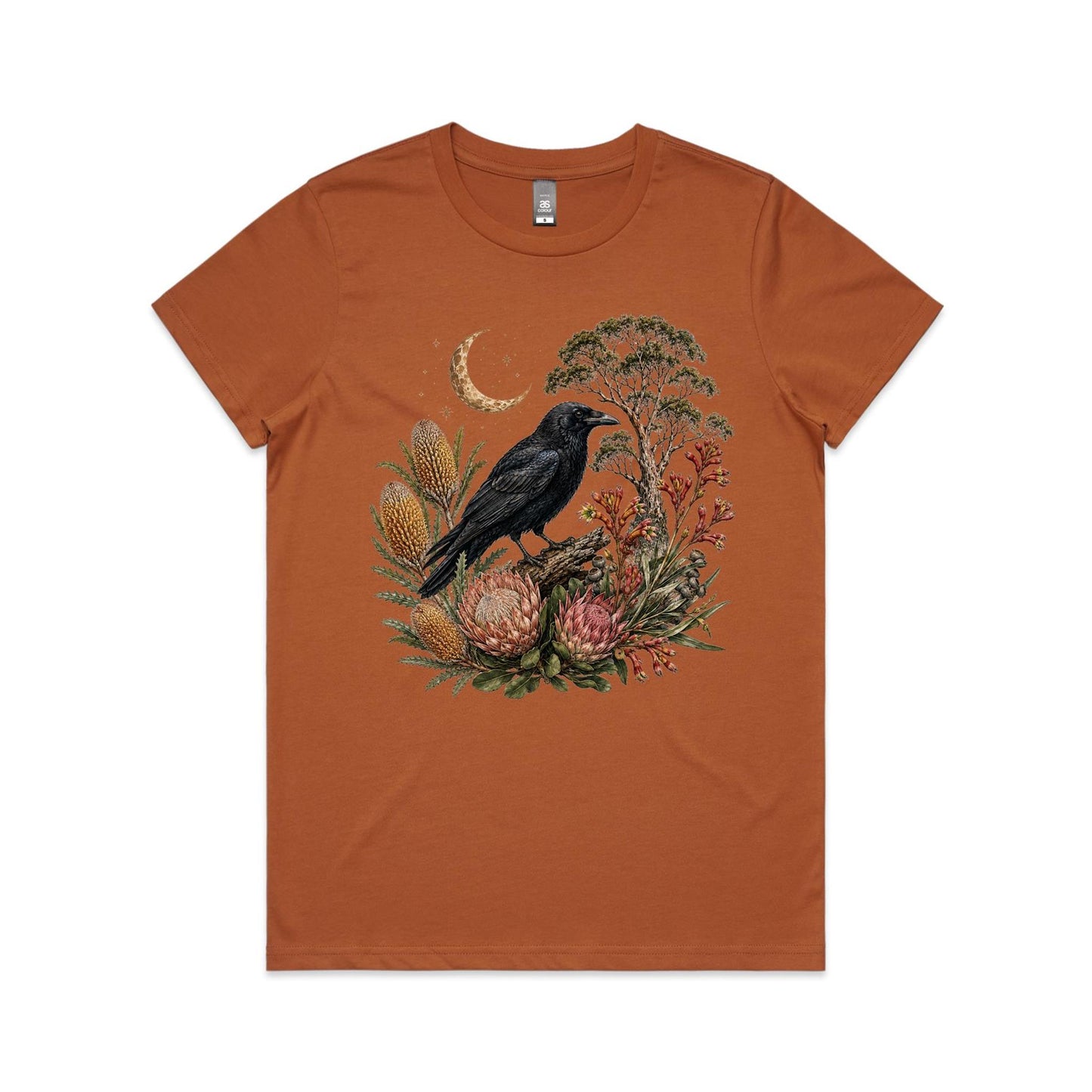 Women's Crow Graphic T-Shirt | Australian Native Botanical Print