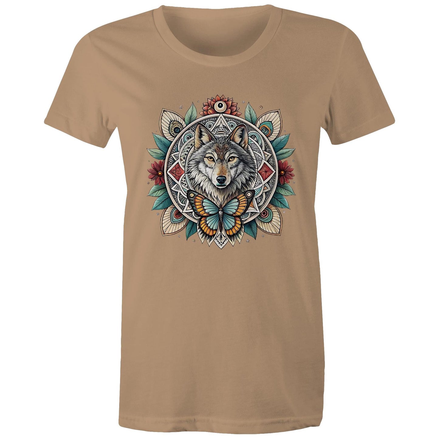 Women's Earthfolk T shirt - Wolf Mandala